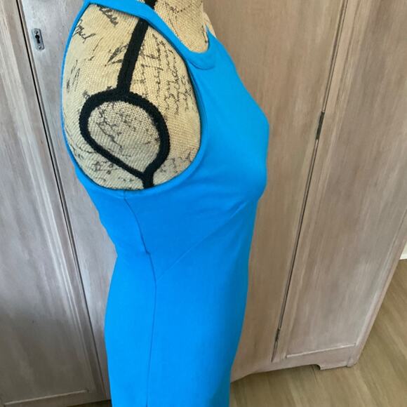 Amanda Uprichard Y2K turquoise Bodycon Midi Dress blue stretch office siren S - Picture 4 of 15